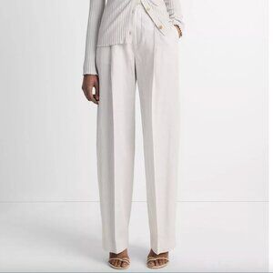 Vince High Waist Tailored Wide Leg Trouser Pants Cotton Rayon Linen 14 NWT